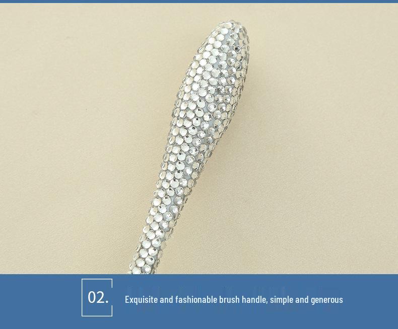 Portable Slim Waist Rhinestone Makeup Brush with Nylon Bristles