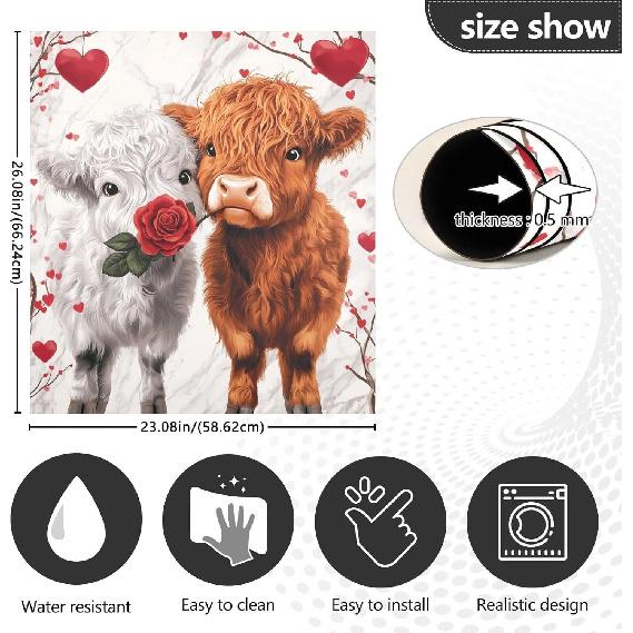Kigai Highland Cow Valentine Dishwasher Magnet Cover Decorative Magnetic Dish Washer Front Door Cover Panel Decal Trimmable Magnet Sticker for