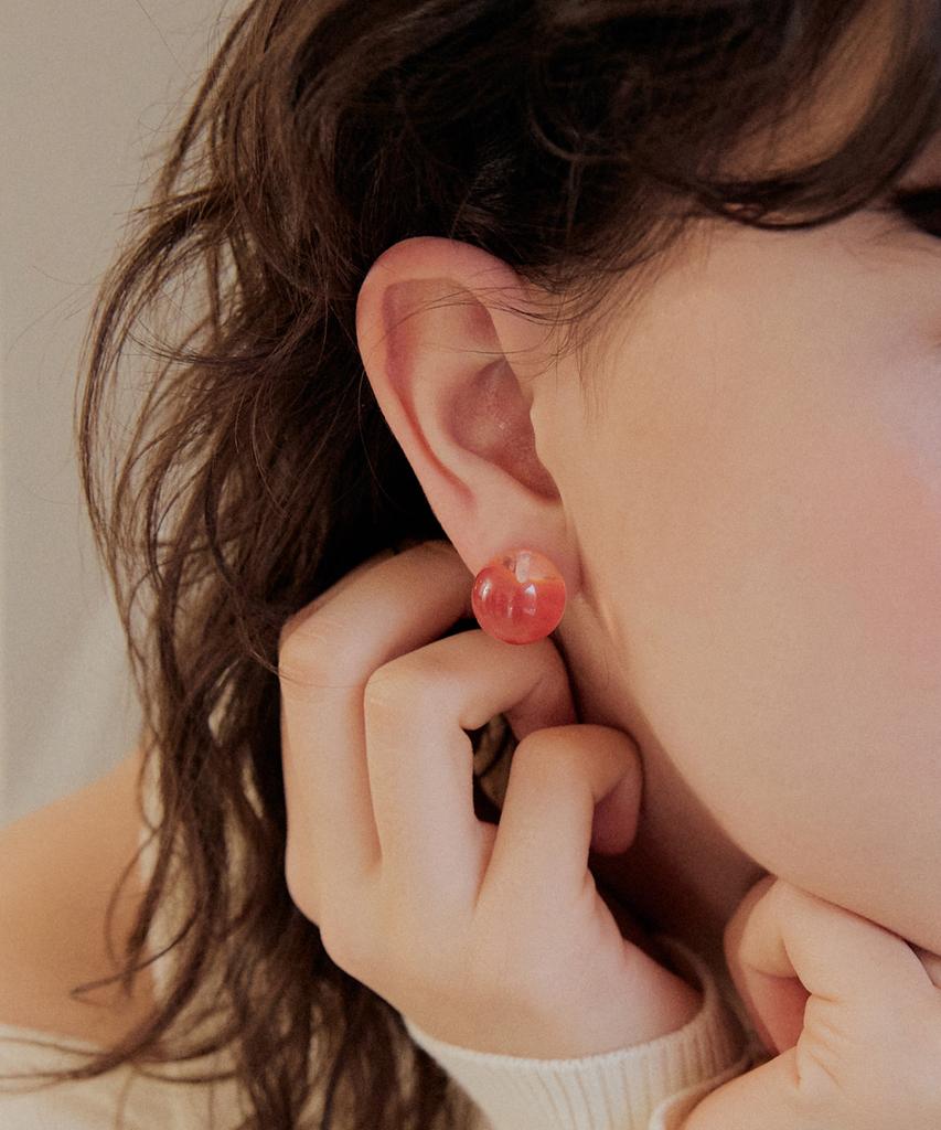 Adaul Glass Acrylic Candy Ball Earring - 3Color