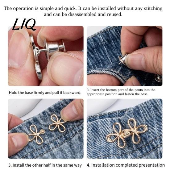 Loose Pants Waist Tightener Six-Leaf Button, Detachable Jeans Button Pin, Adjuster No Sewing Required Buckle Clothing Accessories Nail
