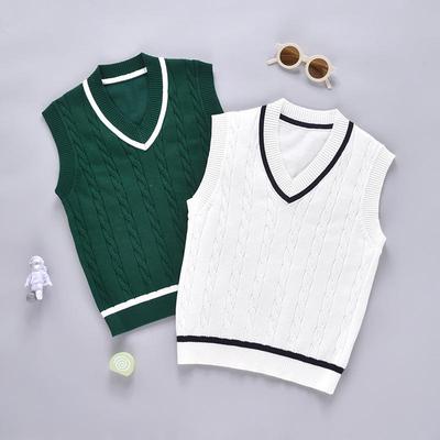 2025 Kids' V-Neck Sweater Vest - Autumn/Winter Knitted College Style