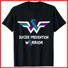 Suicide Prevention Awareness Warrior Purple & Teal Ribbon Black Cotton T-Shirt