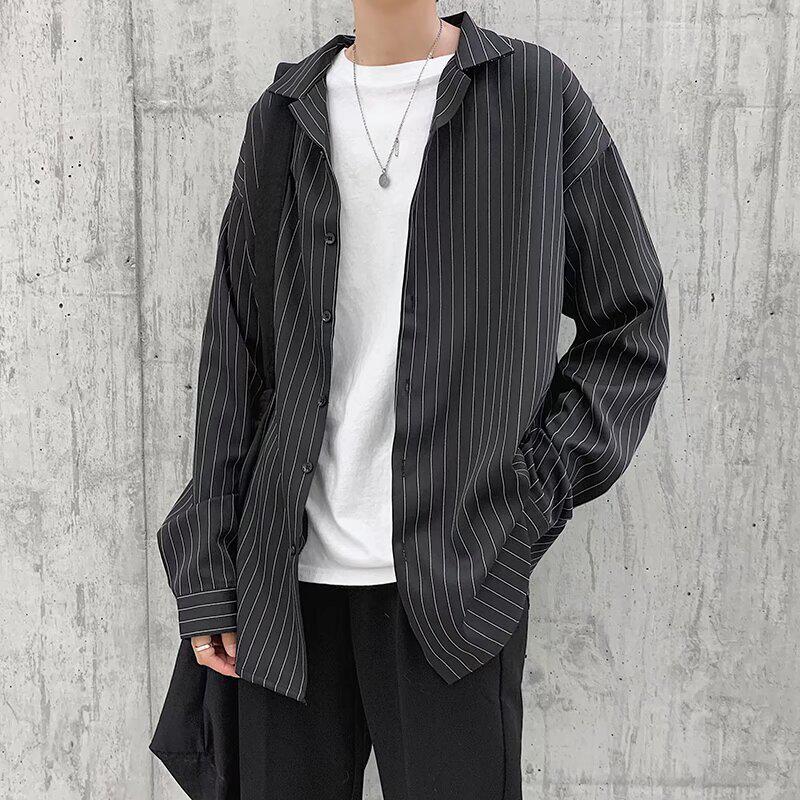 Men's 2024 Summer Striped Long-Sleeve Trendy Loose Casual Shirt-Jacket