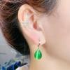 New Green Opal Drop Shaped Earbuckles for Women Retro Personality Fashion Daily Earrings Accessories Party Jewelry Birthday Gift