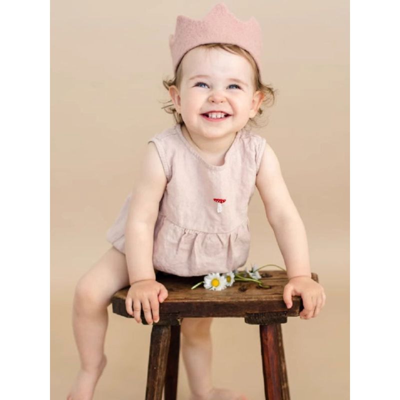 Little Alice Children's Cotton and Linen Romper, Sleeveless Jumpsuit for Infants and Toddlers, Purely Hand-Embroidered Baby Romper