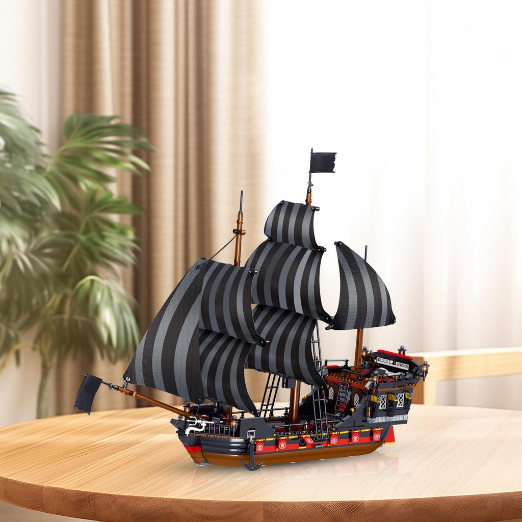 Hallisun Piratenschiff Bausteine 53cm Großes Schiff Montage Miniatur Kompatibel mit Normalgröße für Erwachsene und Jungen und ab 968 Teile Set,