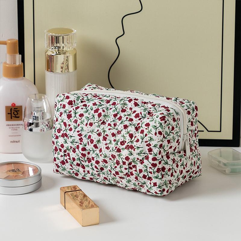 Floral Print Travel Portable Minimalist Large Capacity Soft Storage Makeup Bag
