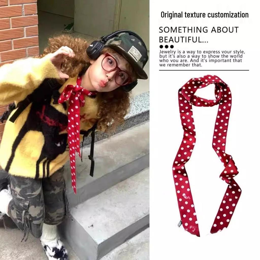 Korean Polka Dot Multifunctional Scarf Tie Hairband Accessory