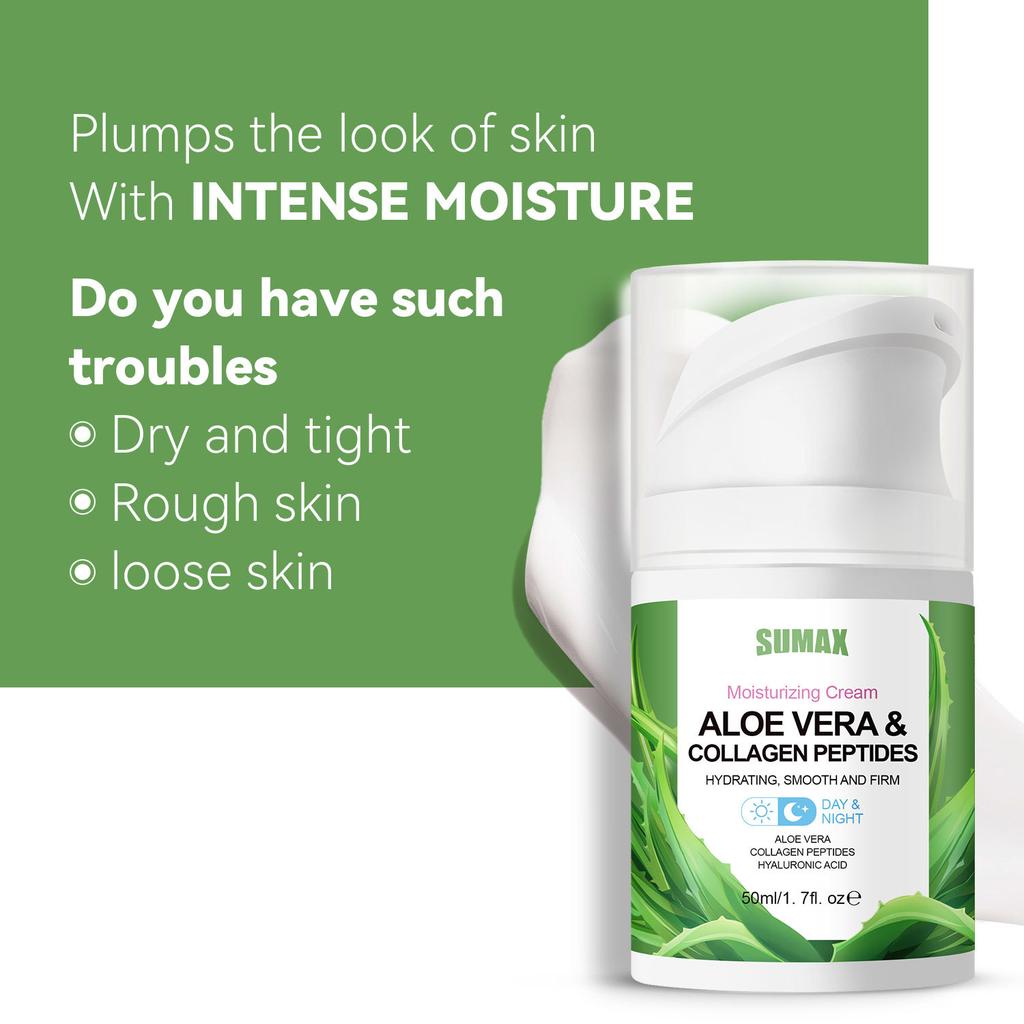 50ml Duckbill Press Bottle Aloe Vera Gel Pro-Peptide Moisturizing Resurfacing Cream Moisturize and Brighten Skin Tone Revitalize and Nourish Hydrate