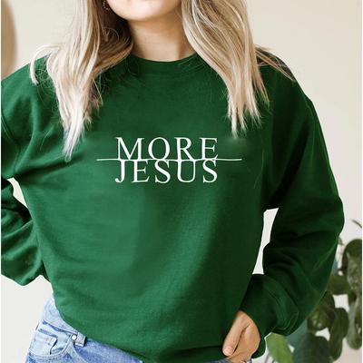 WIĘCEJ JEZUS Bluza Jezus Miłość Poty Top na bazie chrześcijańskiej Religijny Prezent dla najlepszego przyjaciela Kobieta Casual Bawełniane swetry z wycięciem pod szyją