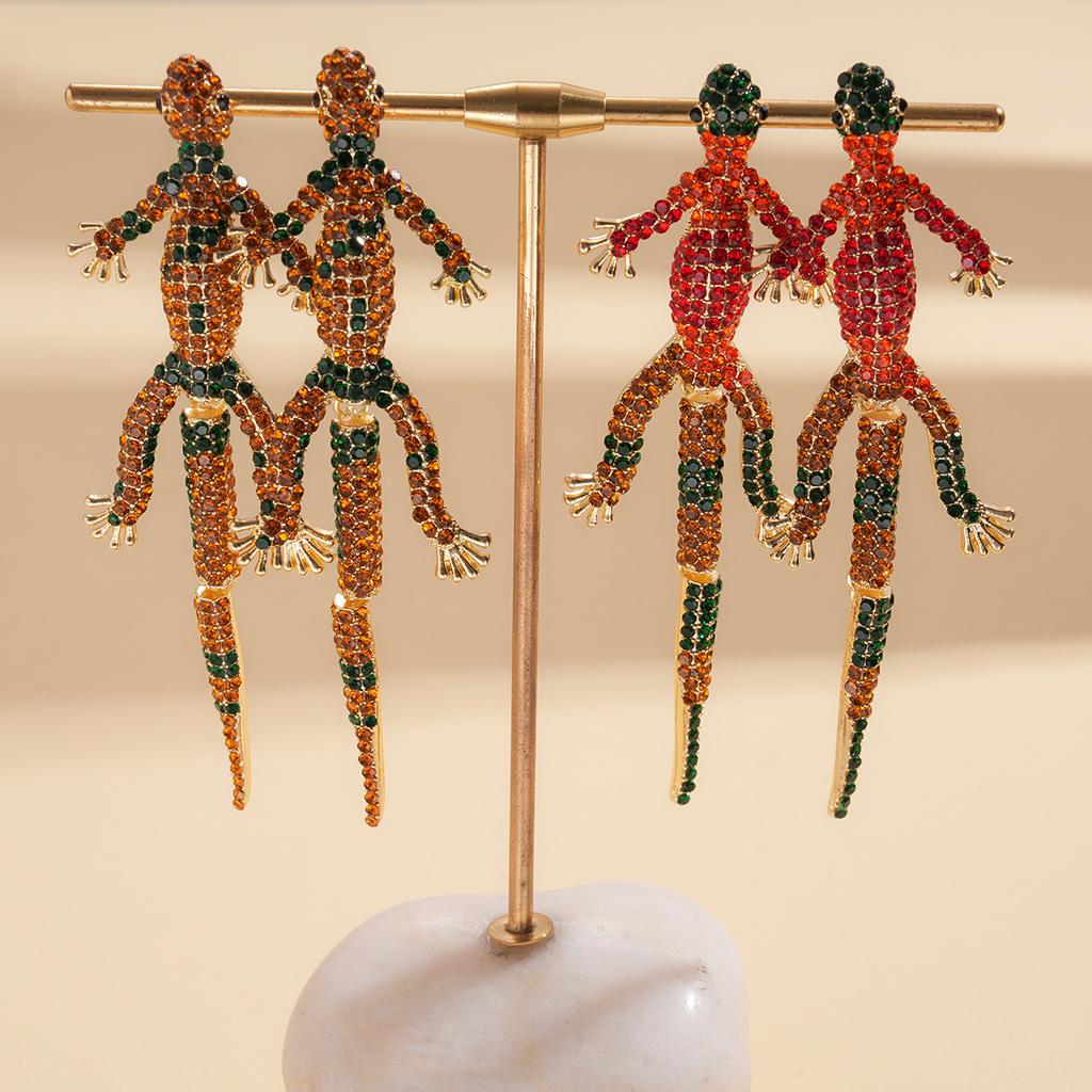 Wind Diamond Gecko Silver Needle Earrings Exaggerated Niche Stud Earrings