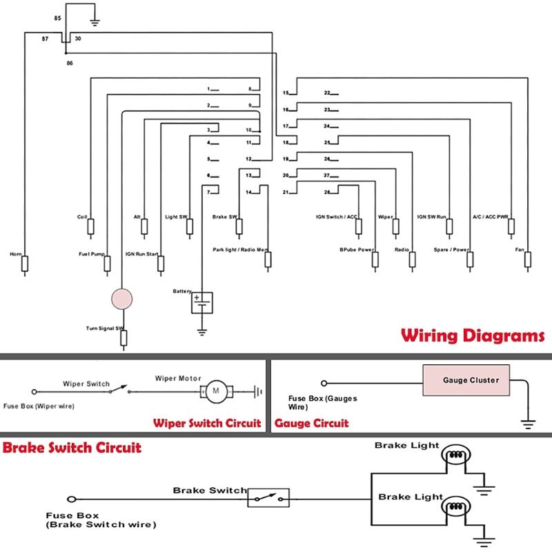 Universal 14 Circuit Wiring Harness Muscle Car Hot Rod Street-Rod XL Wire 12V Voltage-Circuit Harness Kit Repairing Tool