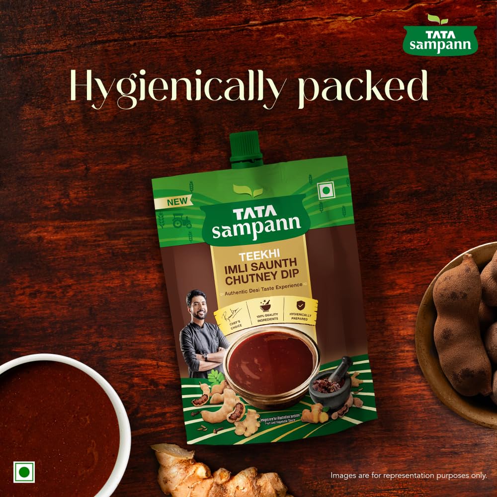 Tata Sampann Teekhi Imli Saunth Chutney Dip Spicy Tangy Tamarind Ginger Flavor For Snacks Meals 200 g