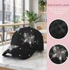 Lace Visors Cap Rhinestone Mesh Peaked Hat Breathable Flower Baseball Cap  Girls