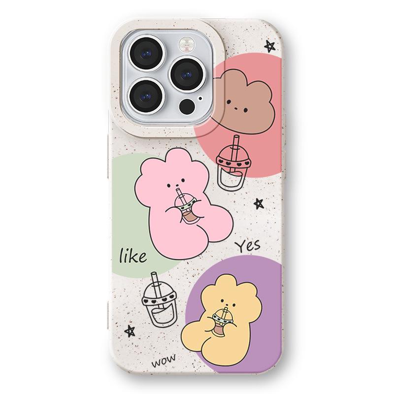 

Мультяшный мягкий чехол Zhitai для моделей iPhone (11/13/14ProMax/15Pro/16/678Plus) 11 Pro Max пшеничный/белый