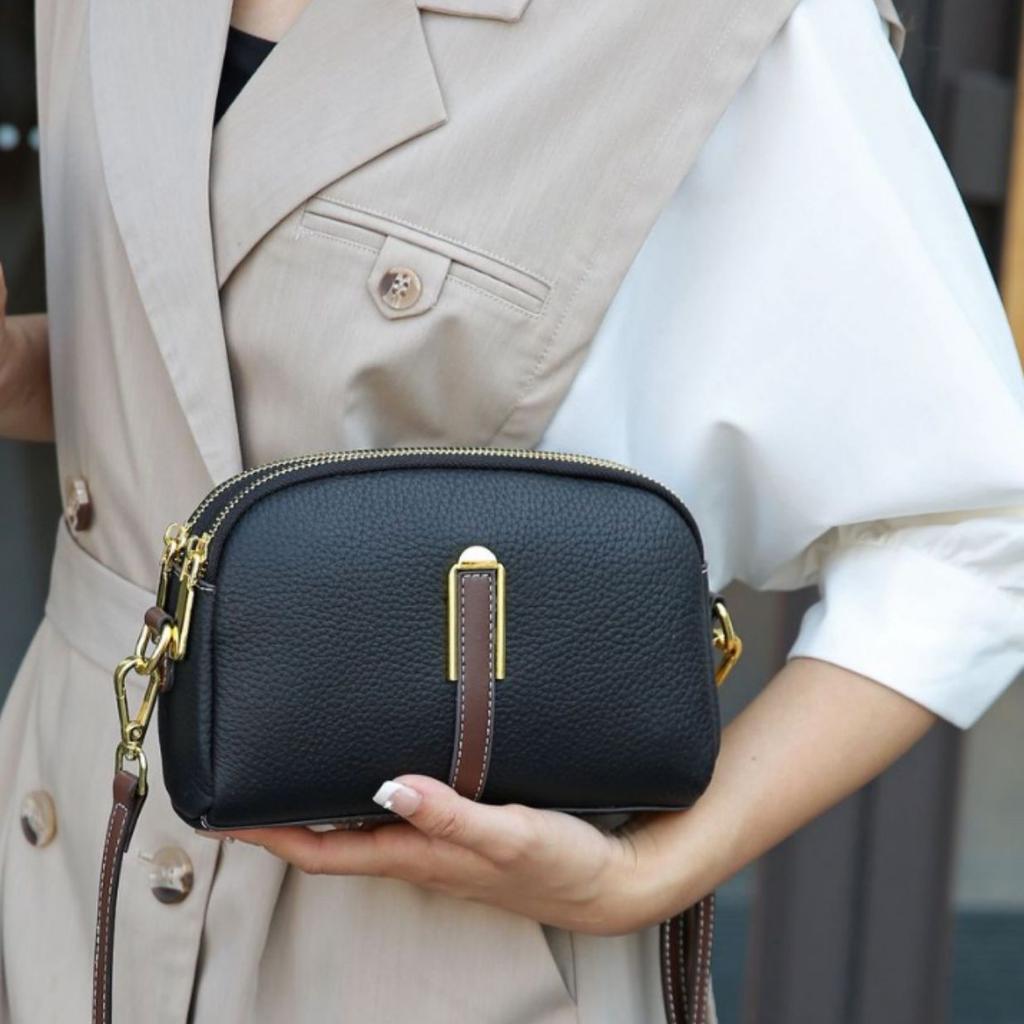 Cowhide Casual Women's Bag, Shoulder Messenger Change Bag, Women's Handbag, Multi-compartment Shell Bag, Mobile Phone Bag.