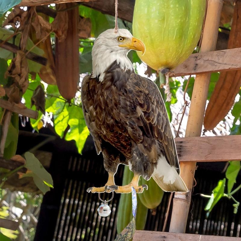 Outdoor Garden Ringing Owl Shape to Deter Birds Hanging Pendant Bird Scarer Gadget with Reflective Strap for Outdoor