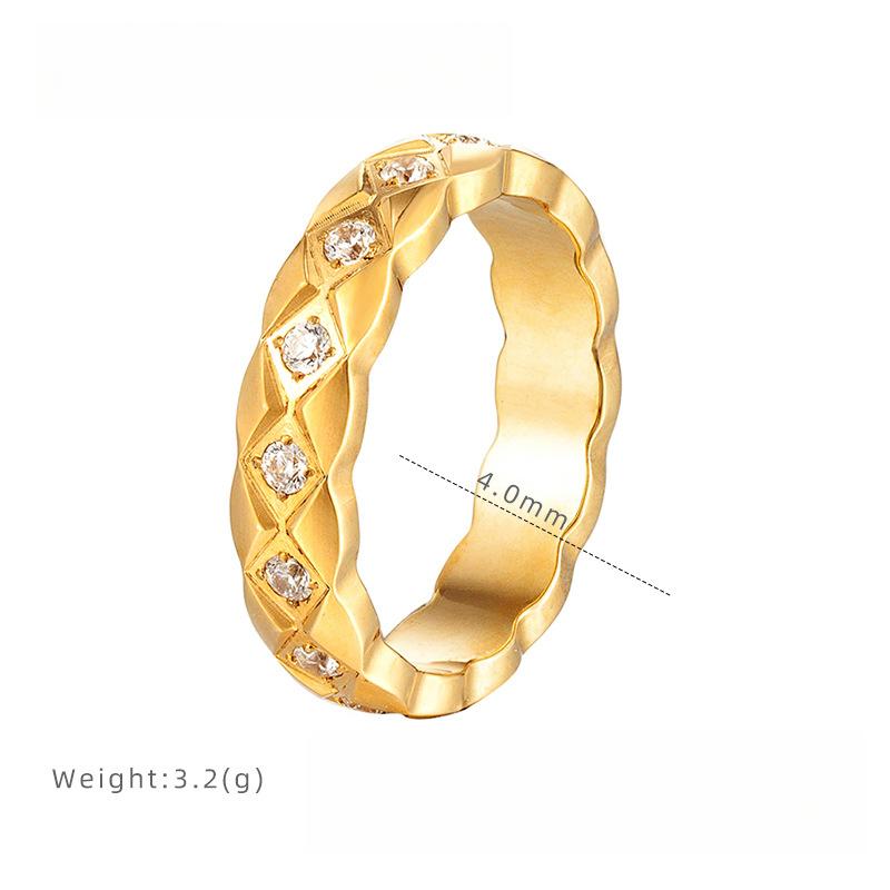 

Не тускнеющее кольцо из титановой стали цвета розового золота с ромбовидным узором «сяосянфэн», простое, на указательный палец, женское, легкая роскошь, высококлассный дизайн, нишевое 9