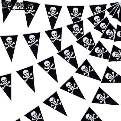 10 Stück Piratenbanner Totenkopf Halloween Piratenflagge Geburtstagsfeier Dekorationen Dreieckige Wimpelkette Dekor Skelett Wimpel Piraten Totenkopf Wimpel