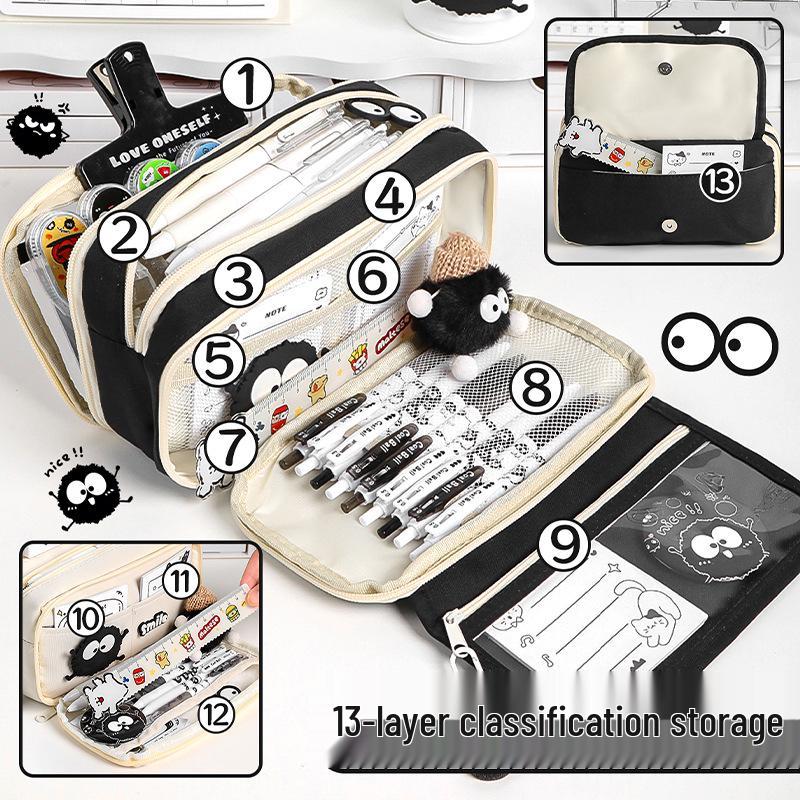 Upgraded Transparent Coal Ball Pencil Case - Stylish, High Capacity for Boys & Girls