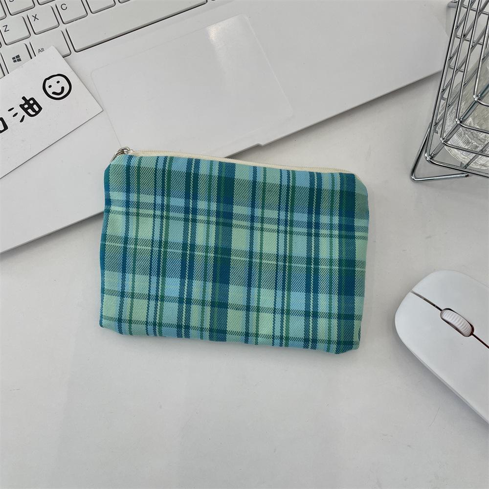 54184 Plaid Change Bag Retro Money Bag Women's Portable Lipstick Air Cushion Storage Bag Key Sundries Storage