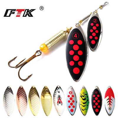 FTK 1PCS/5PCS/8PCS Metal Spinning Bar Sequin Spoon Lure 12CM 20g Spinner 10 Colors Fishing Hard Bait Treble Hook Fishing Accessories