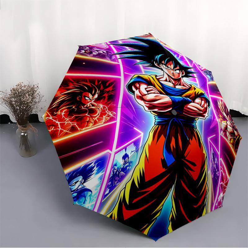 1ks Saiyan Super Saiyan Automatický skládací deštník, Odolný plast & Železo, Lehký pro venkovní denní použití 028