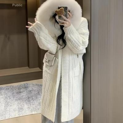 Winter Chunky Knit Long Sleeve Oversized Cable Knit Sweater Coat for Women