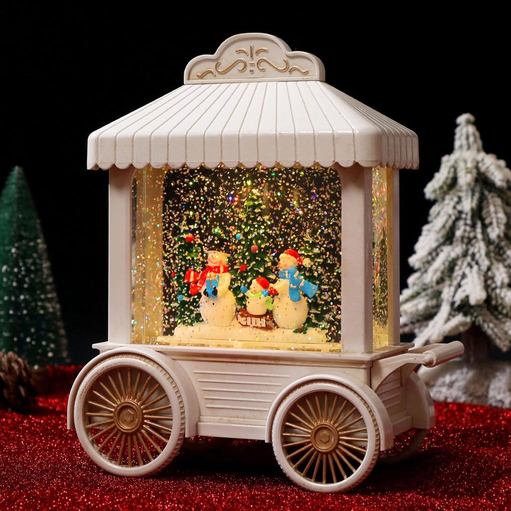 Christmas Musical Snow Globe Decoration Music Box Snowman Glittering for Table Centerpiece