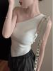 Pure Desire Spicy Girl One-Shoulder Irregular Sleeveless Tank Top - Summer Slimming Inner Wear for Women