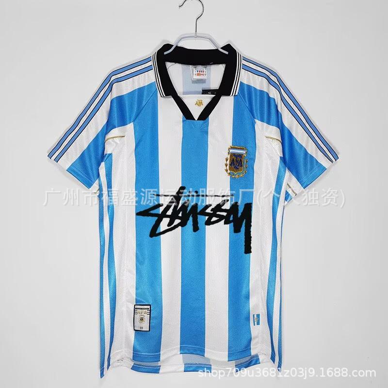 Retro Jersey Brazil Argentina Germany England Portugal Spain Signature Short Sleeved Football