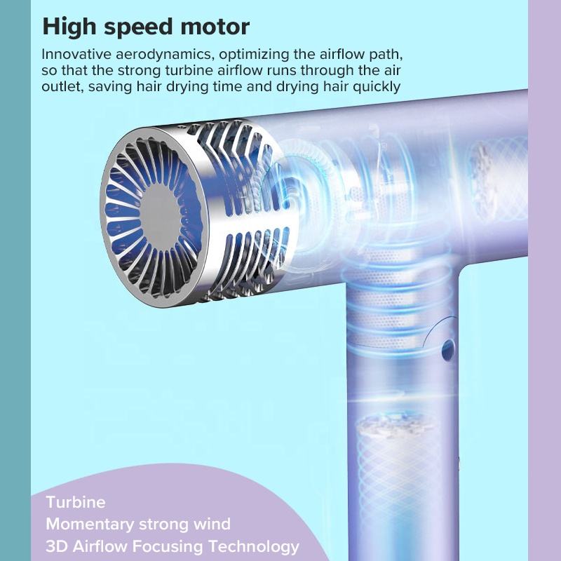 Sèche-cheveux électrique pliable à ions négatifs, mini sèche-cheveux léger et silencieux, idéal pour la maison ou les voyages