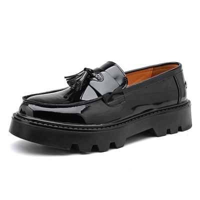 Modemarke Mode Britischer Stil Herren Bequeme Dicke Sohle Großer Kopf Lederschuhe Frühling Neu Herren Quaste Runder Kopf Lefu Schuhe