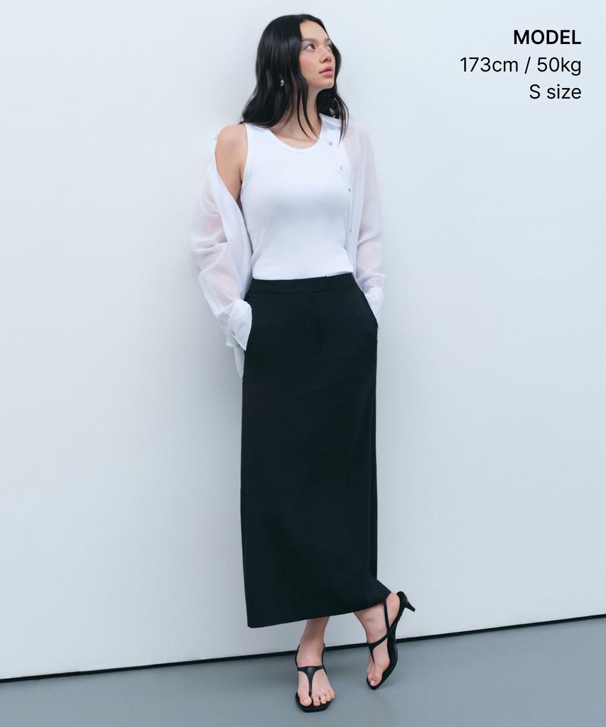 MUSINSA STANDARD WOMAN [Cooltandard] Women'S Straight Maxi Skirt [Black]