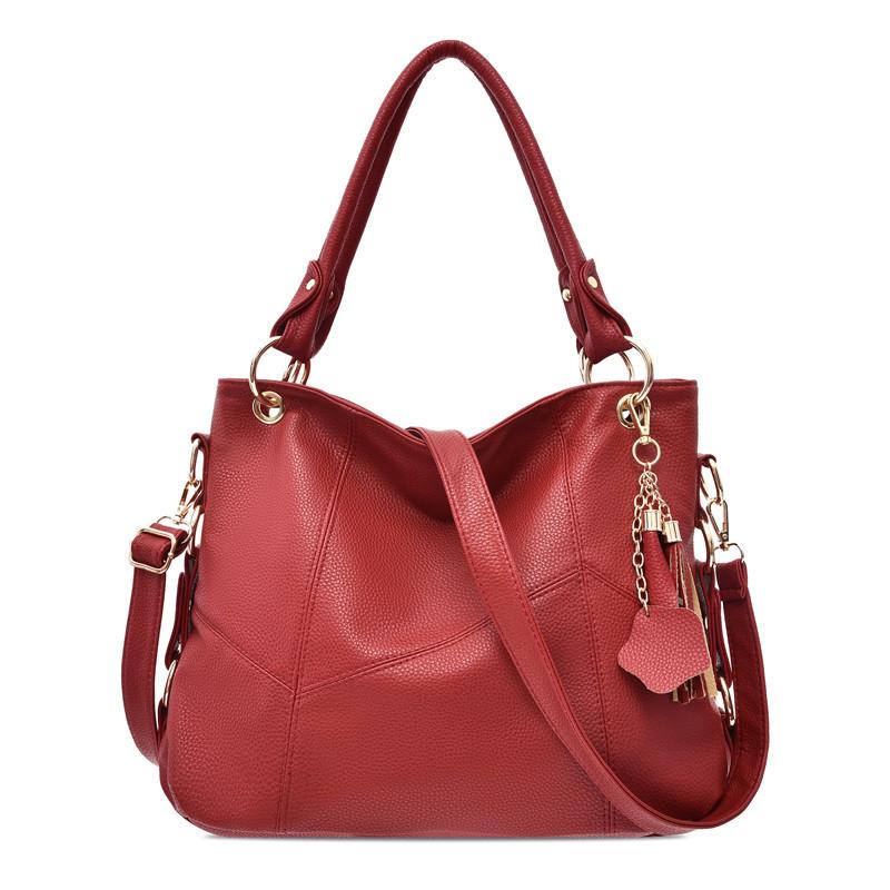 New Soft Leather Women's Bag Handbag Bag European and American Fashion Trend Splicing Bag Shoulder Bag Crossbody Bag