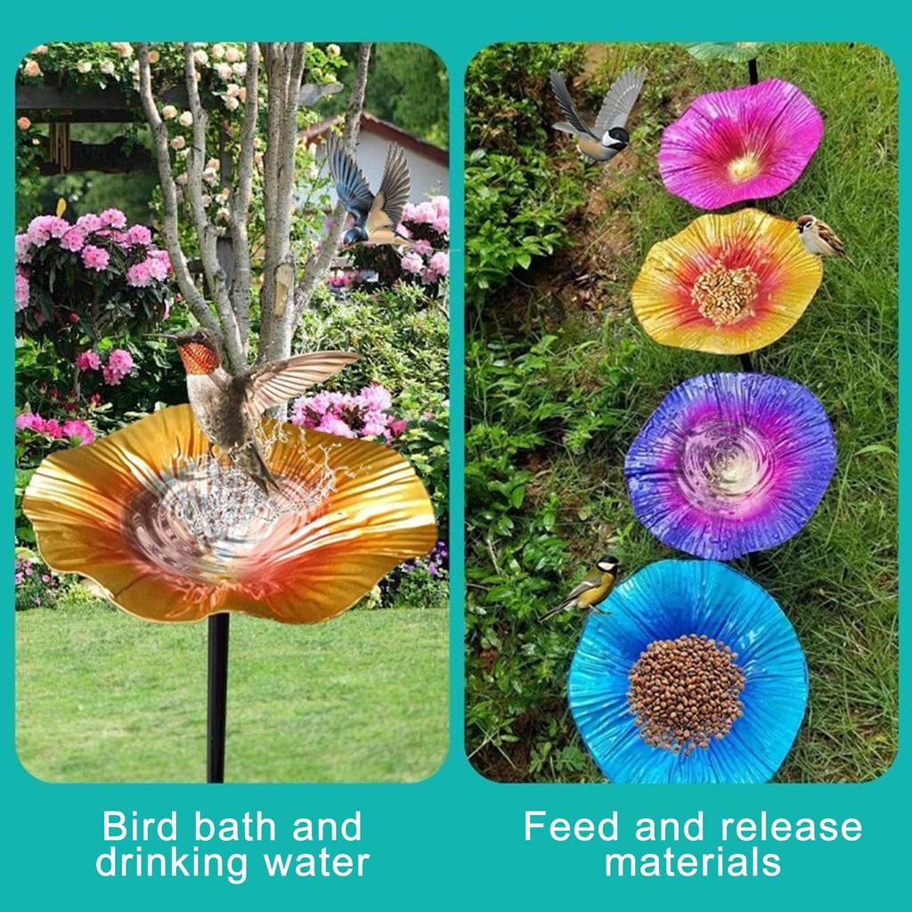 1 Pc,This Beautifully Crafted Metal Flower Bird Bath Doubles As A Bird Feeder, Adding Charm And Function To Your Outdoor Space.