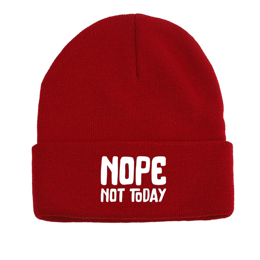 “NOPE Not Today” Print Winter Hats Unisex Warm Hat Beanie Skullcap Autumn Slouchy Knitted Cap Beanie Ideal Choice For Cycling