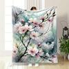 Delicate Pink and White Flowers On Branches with Soft, Dreamy Backgrounds. for All Seasons Blanket Lunch Break Throw Gift