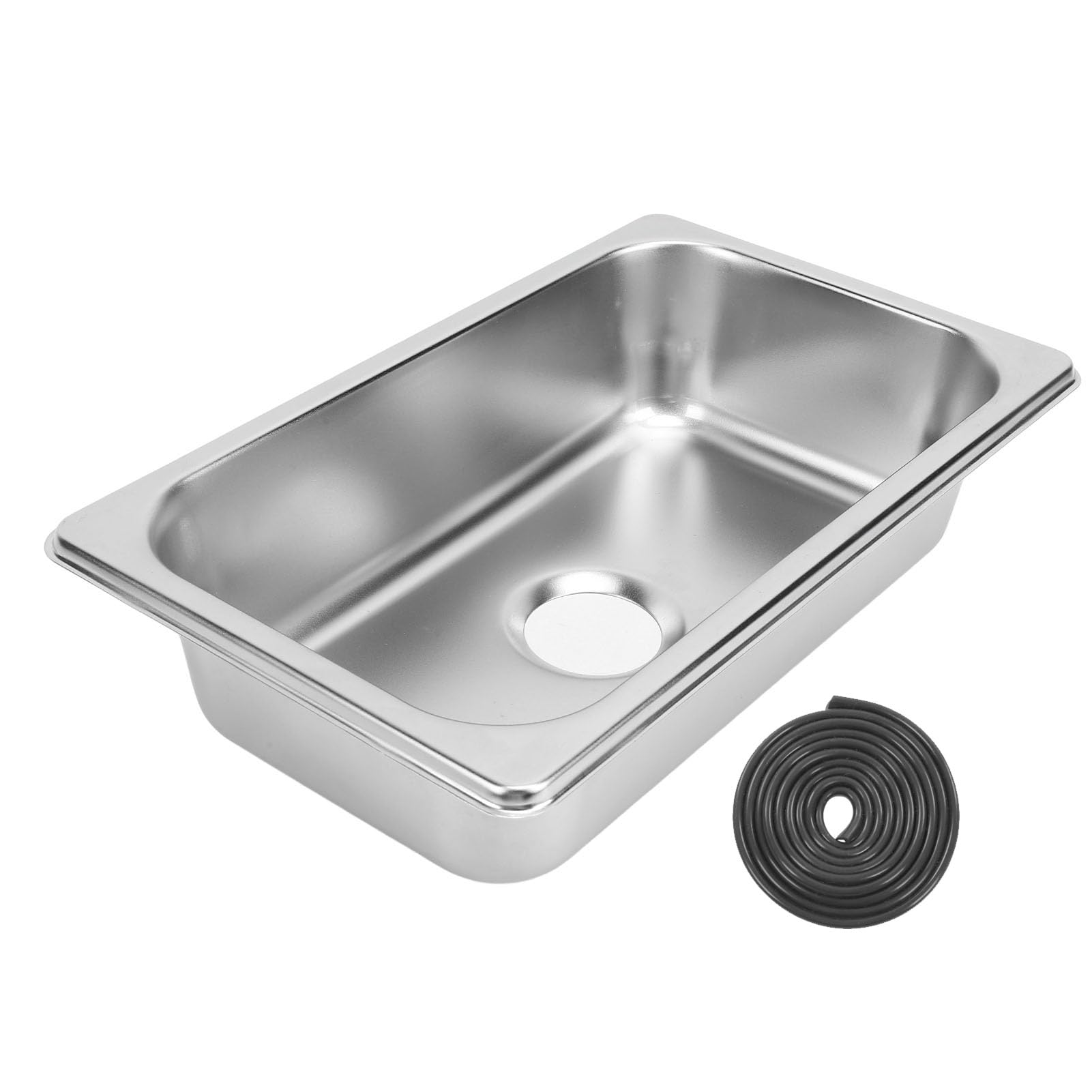 RV Kitchen Sink, RV Stainless Steel Single Basin, RV Sink with 40mm Drain Hole, Drop-in Bar Sink, Single Square Sink, Hand Wash Basin, for RV Caravan