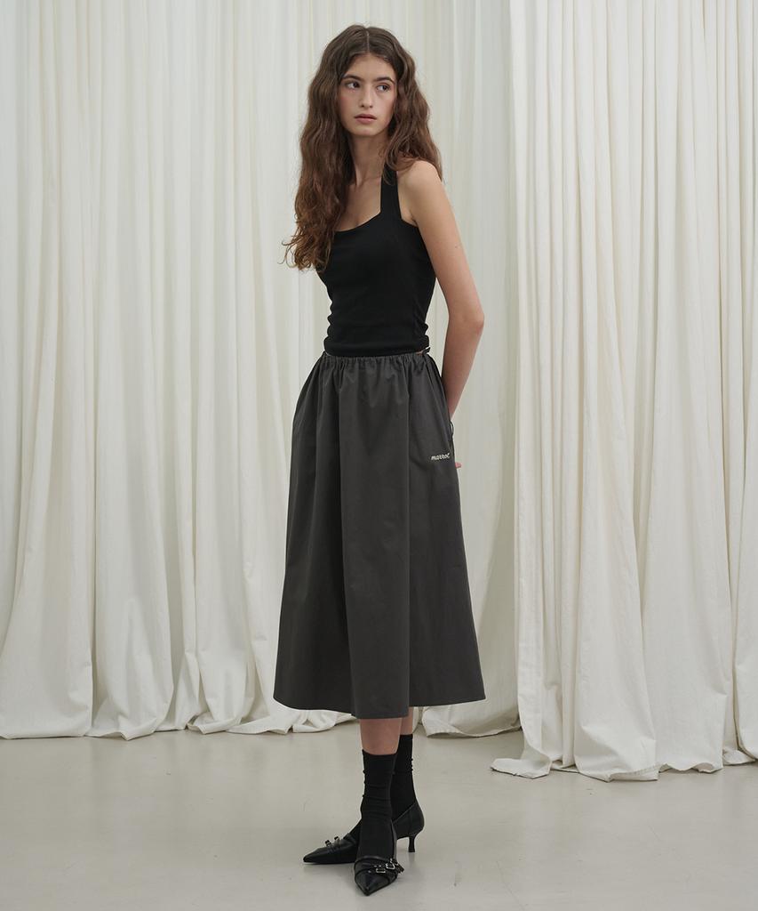 Marot Cotton String Midi Skirt_Charcoal