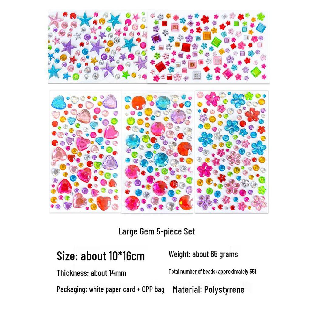 Gem Stickers: Kids' 3D Acrylic Crystal DIY Rhinestone Decorations, Colorful Cross-Border Designs for Girls