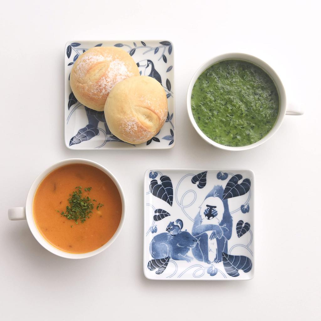 Natural69 Hasami Ware Set Old Hasami Blue and White Square Set Leopard Natural69 Hasami Ware Small Side Microwave and Dishwasher Made In Animal and