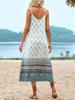 European and American Summer Spaghetti Strap Backless Midi Dress - Women's Slim Fit with Print