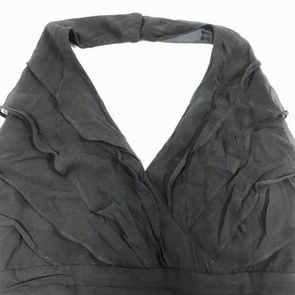 TADASHI Robe Longue 100% Soie Dos Ouvert/Taille Femme S/6P/Noir/Sans Manches Volantées(UTILISÉ)