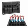 5 Gang Toggole Switch Panel 12‑24V On Off Aluminum Red LED Indicator for Car Truck RV Yacht UTV