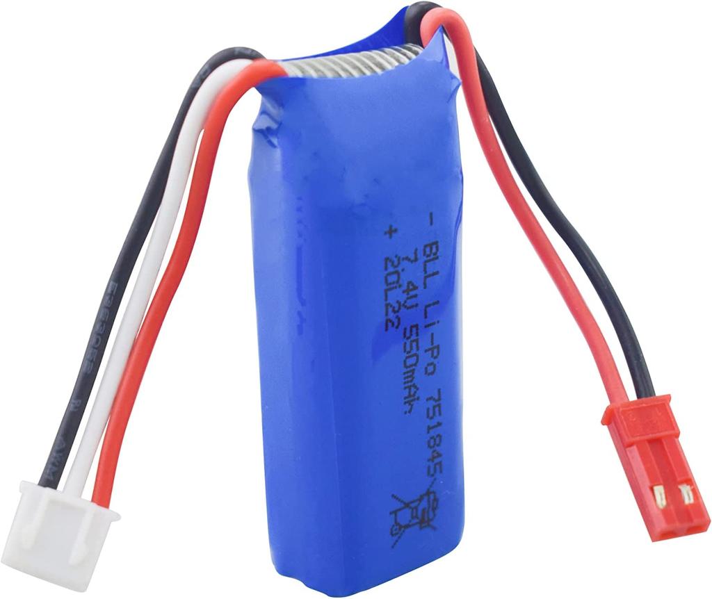 7.4V 550mAh 751845 Lithium Battery for Wltoys K969 K979 K989 K999 P929 P939 | High Capacity, Long Runtime | Safe & RC-Compatible, Blue
