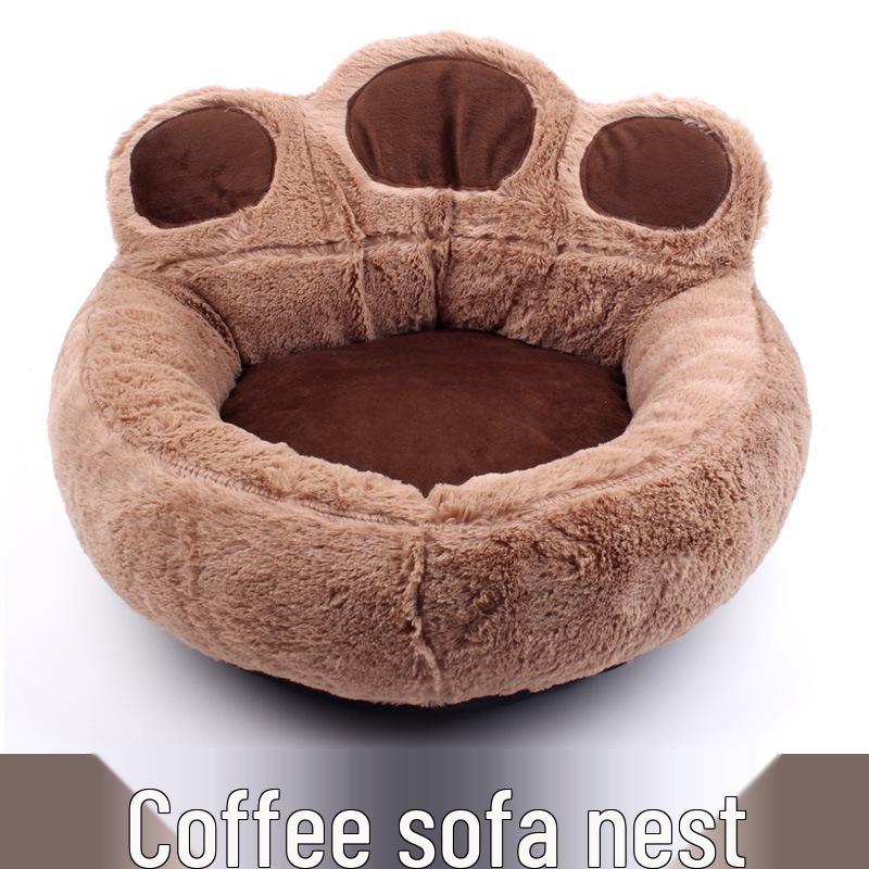 Cozy Bear Paw Pet Bed: Plush, Warm Dog and Cat Bed for Autumn/Winter