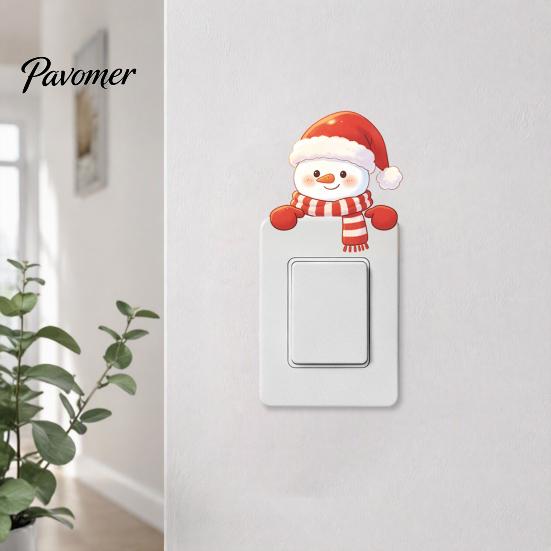 Snowman Wall Sticker Christmas Switch Stickers, PVC Waterproof Light Decals for Square Power Switches & Indoor Accessory Socket Panels, Removable Art