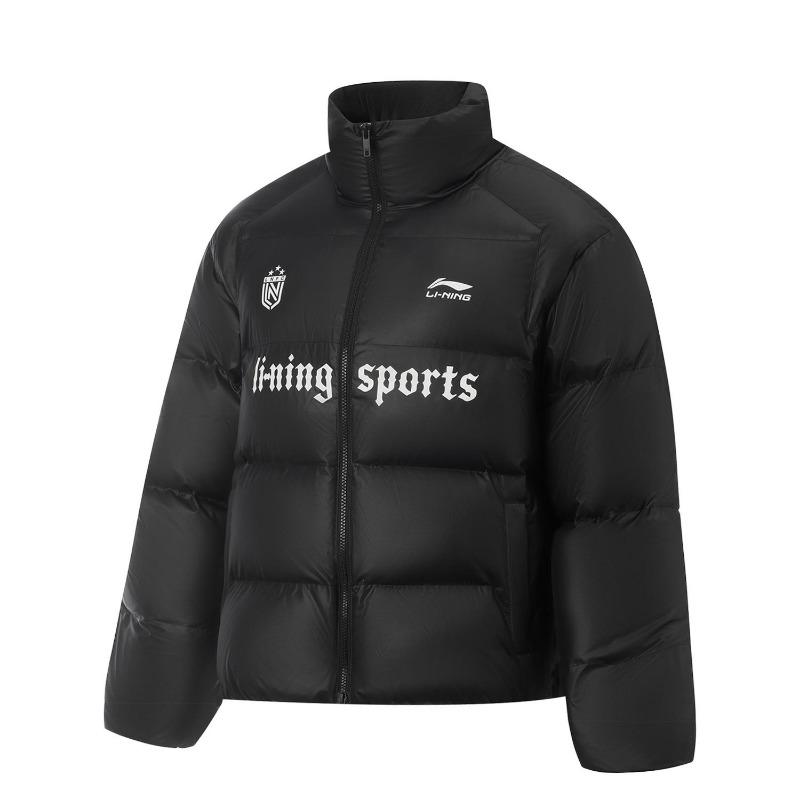 Li Ning Sports Lifestyle Series Casual Mode Winddicht Waterafstotend Los Warm Comfortabel Koppel Donsjack Unisex Bovenkleding Zwart AYMV439-2