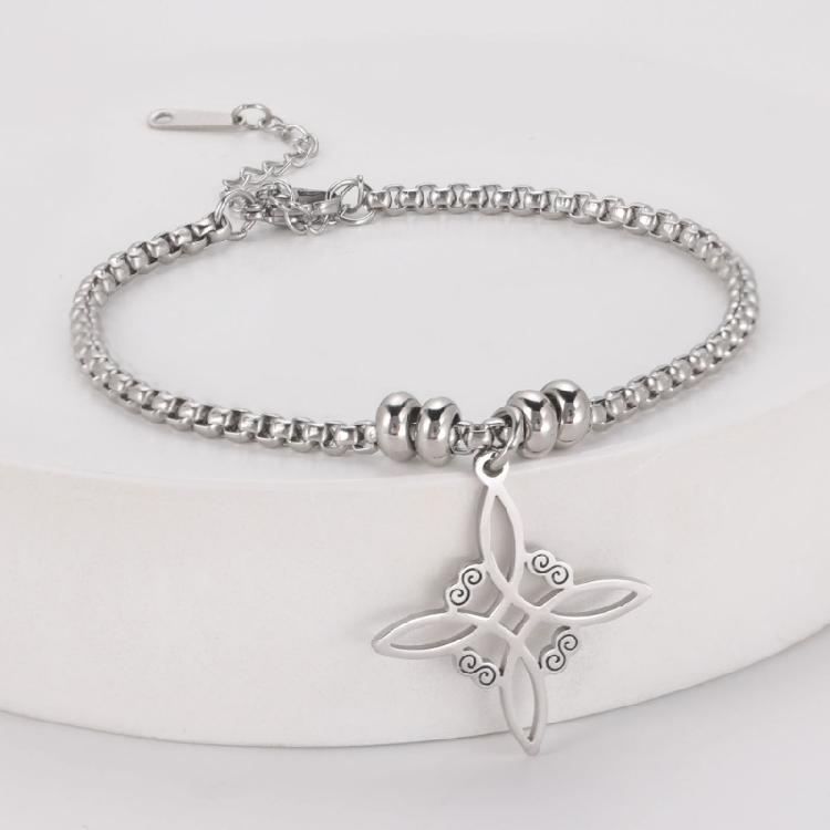 Women Men Bracelets Witch Knot Shaped Stainless Steel Bracelet Adjustable Bangle